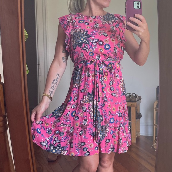 LOFT Dresses & Skirts - LOFT EXTRA SMALL PETITE BRIGHT PINK SUMMER DRESS SHORT NEVER WORN